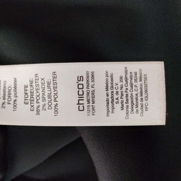 02095 Chico's black crinkle crepe S/S blouse with neck detail 3 XL - Picture 12 of 13